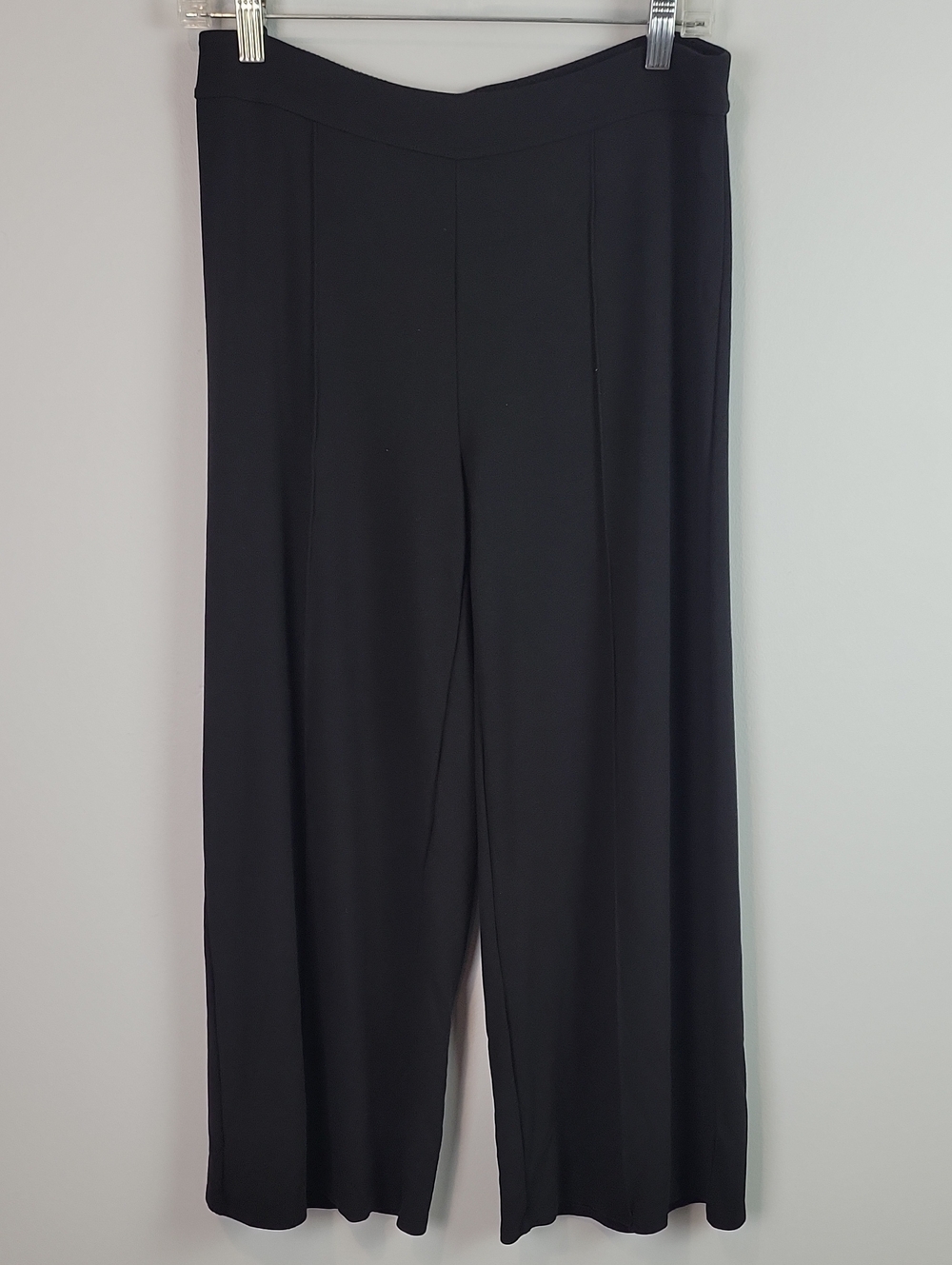 J Jill wearever collection black wide leg knit crop flowy seamed pants Small